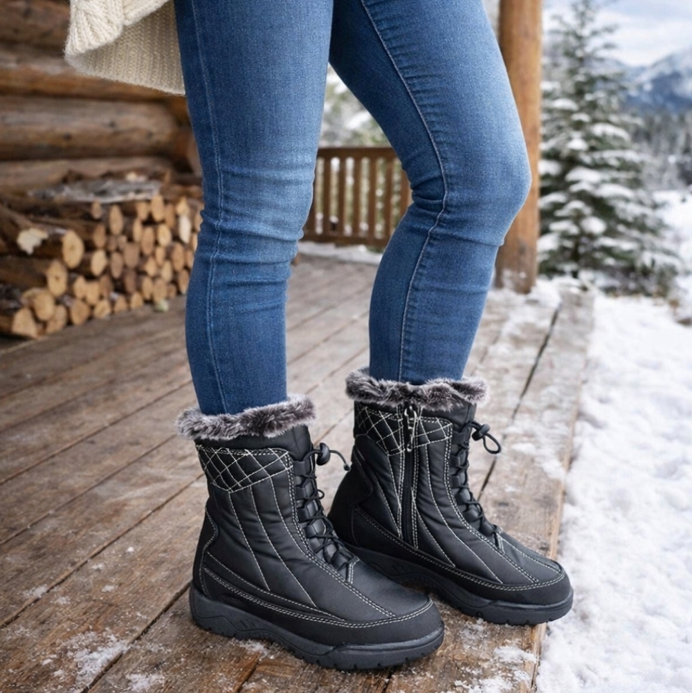 Totes Eve Black Waterproof, Insulated, Slip Resistant Winter Boots. WMS 7M